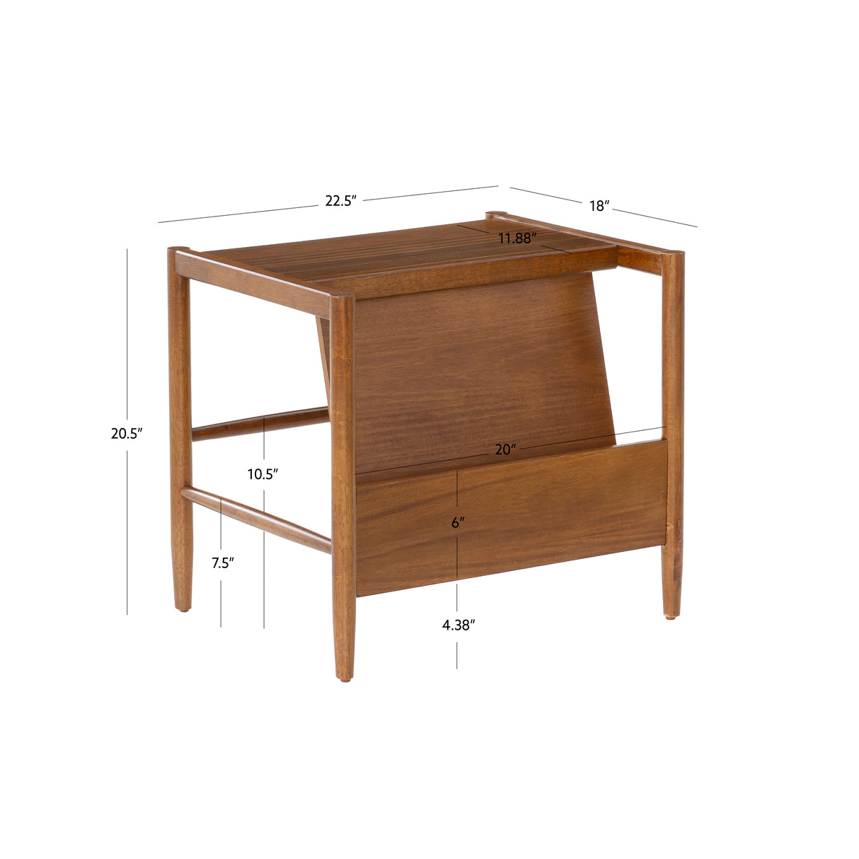 Flay Walnut Magazine Rack