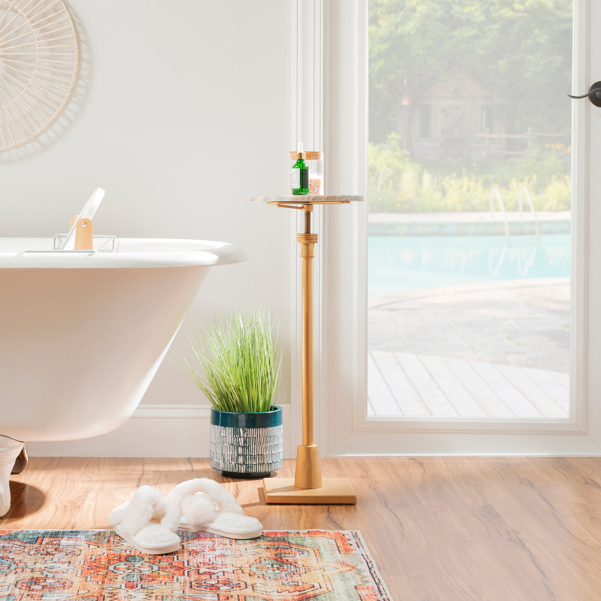 Averi Sandy Marble Gold Adjustable Drink Table