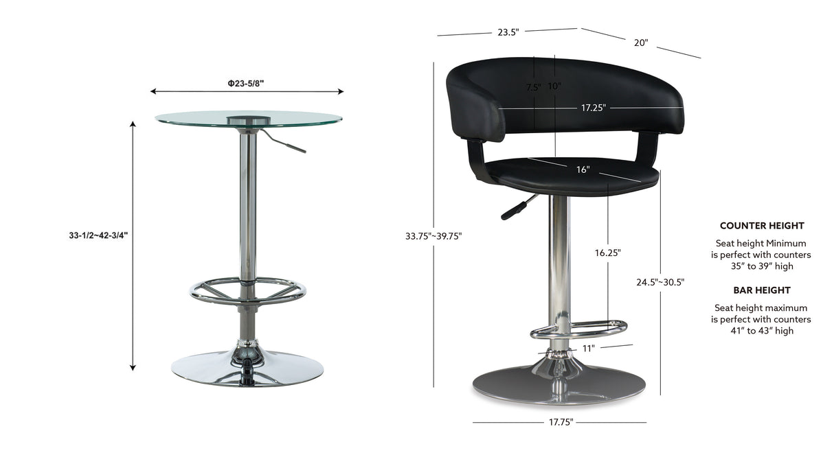 Devan 3 Pc Set Adjustable Pub Set