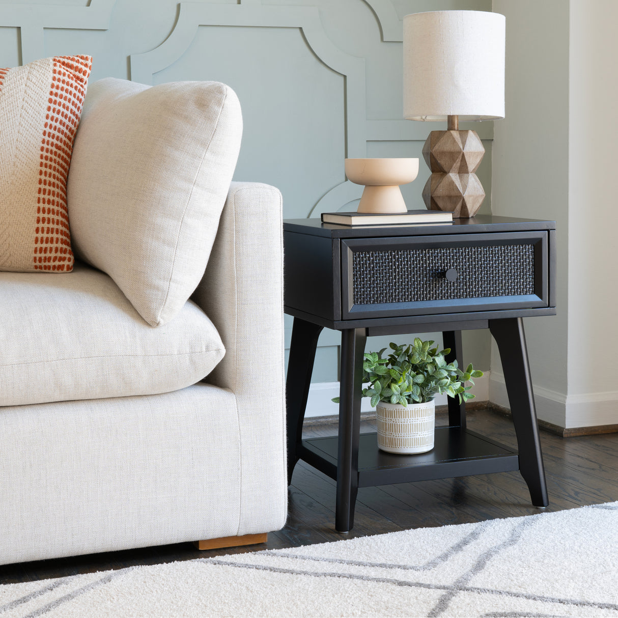 Cassie Cane Side Table Nightstand