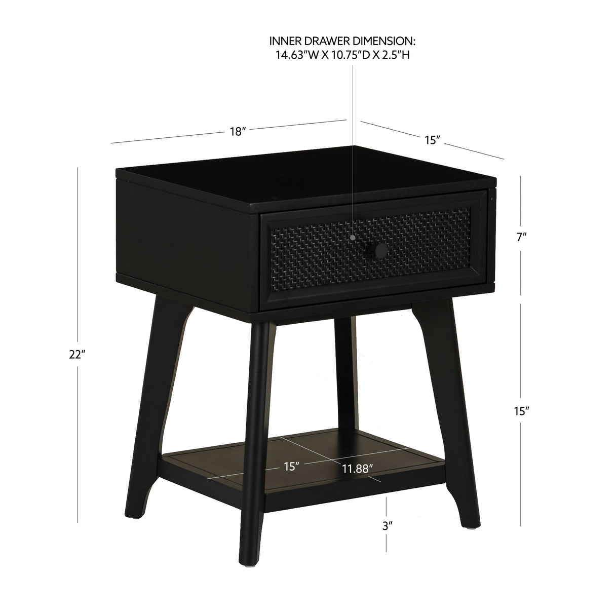 Cassie Cane Side Table Nightstand