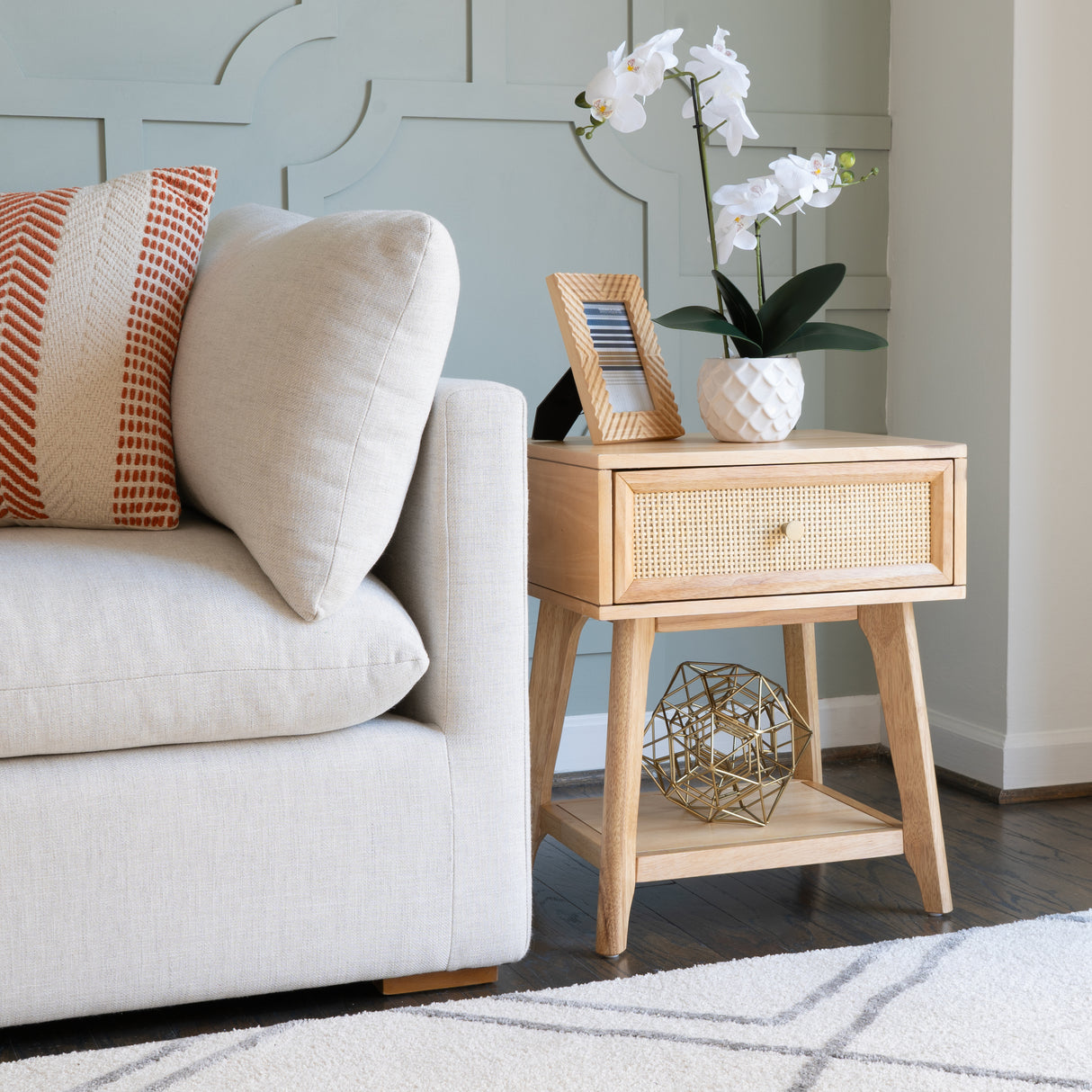 Cassie Cane Side Table Nightstand