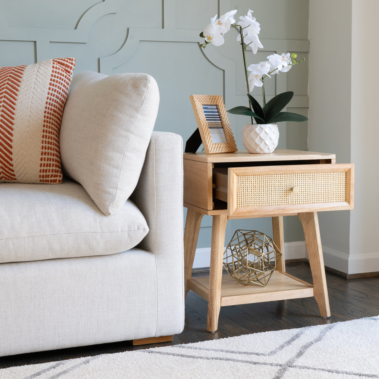 Cassie Cane Side Table Nightstand