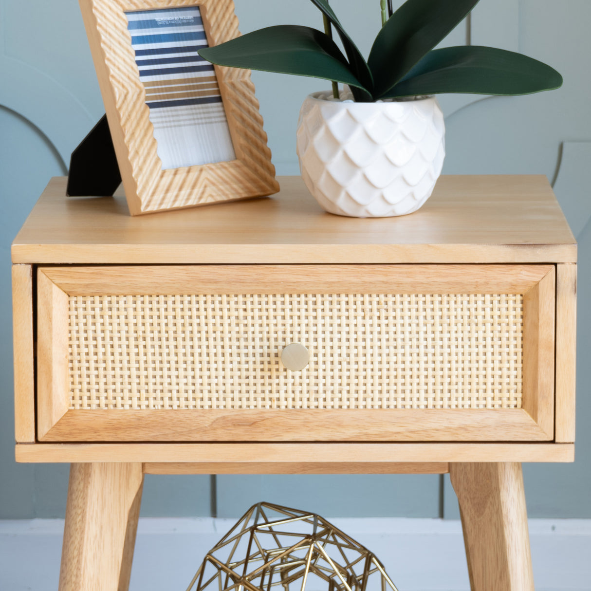 Cassie Cane Side Table Nightstand