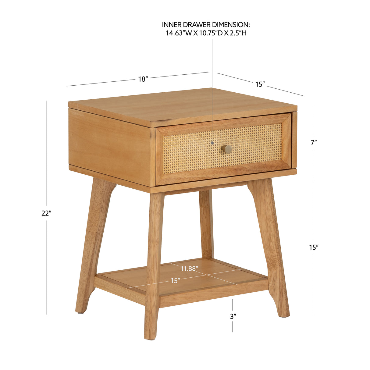 Cassie Cane Side Table Nightstand