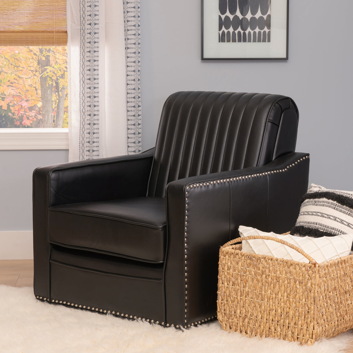 Carter Swivel Faux Leather Accent Chair