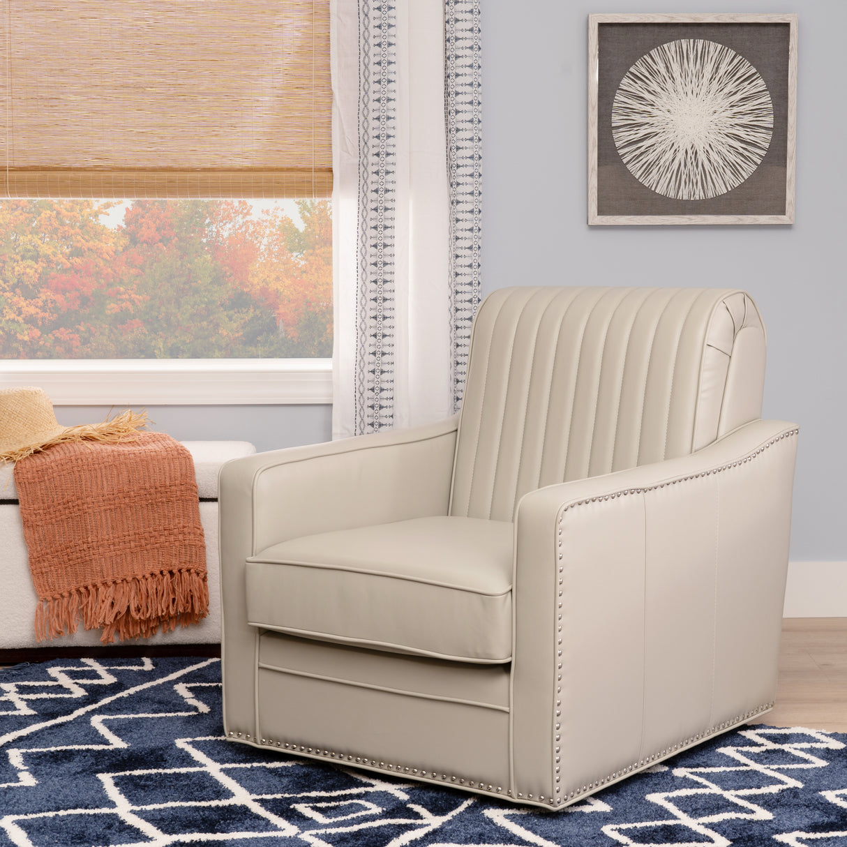 Carter Swivel Faux Leather Accent Chair