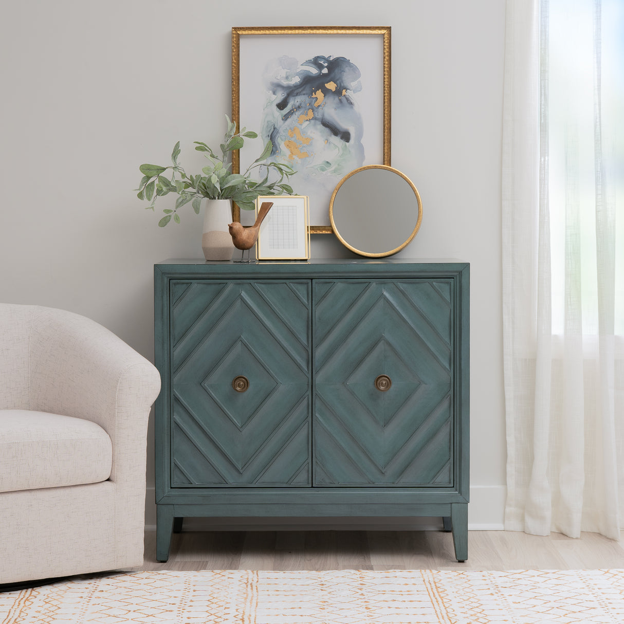 Dian Diamond Blue 2 Door Cabinet
