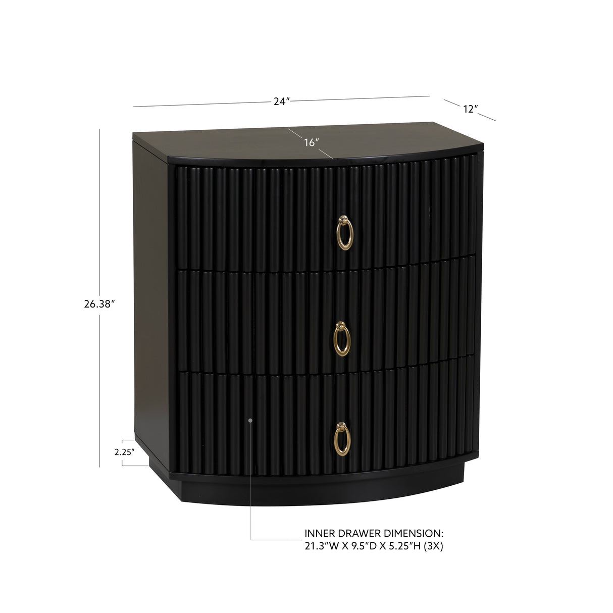 Ciarra 3 Drawer Nightstand