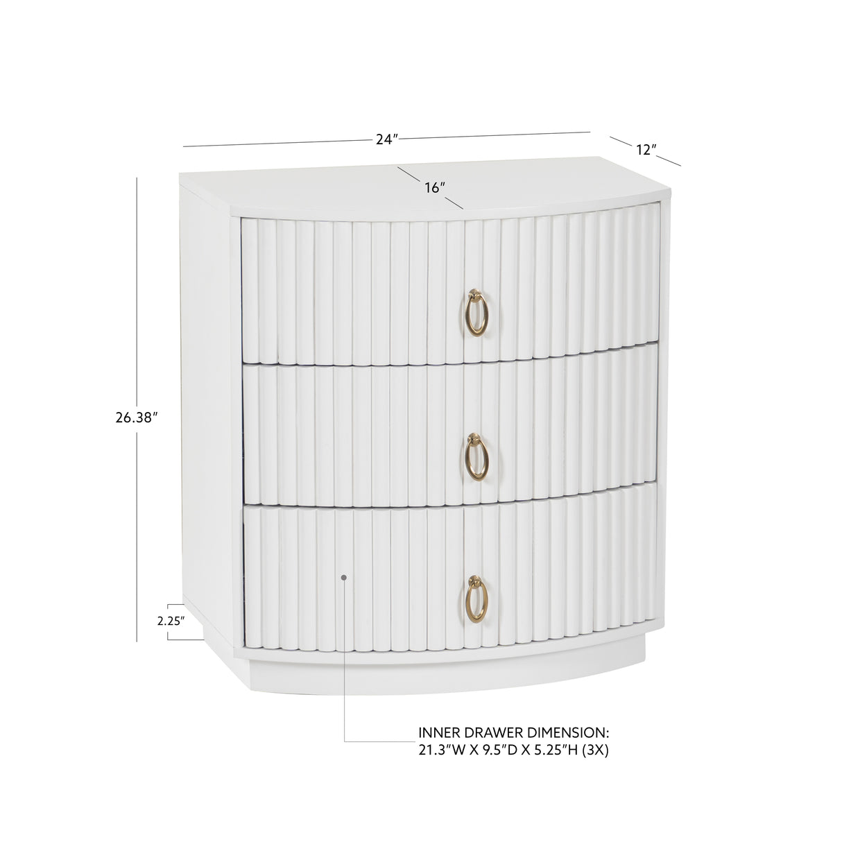 Ciarra 3 Drawer Nightstand