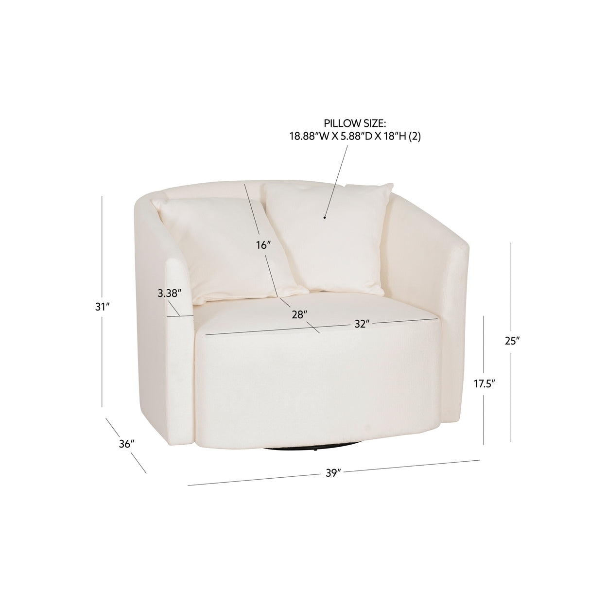 Ruby White Sherpa Swivel Accent Sherpa