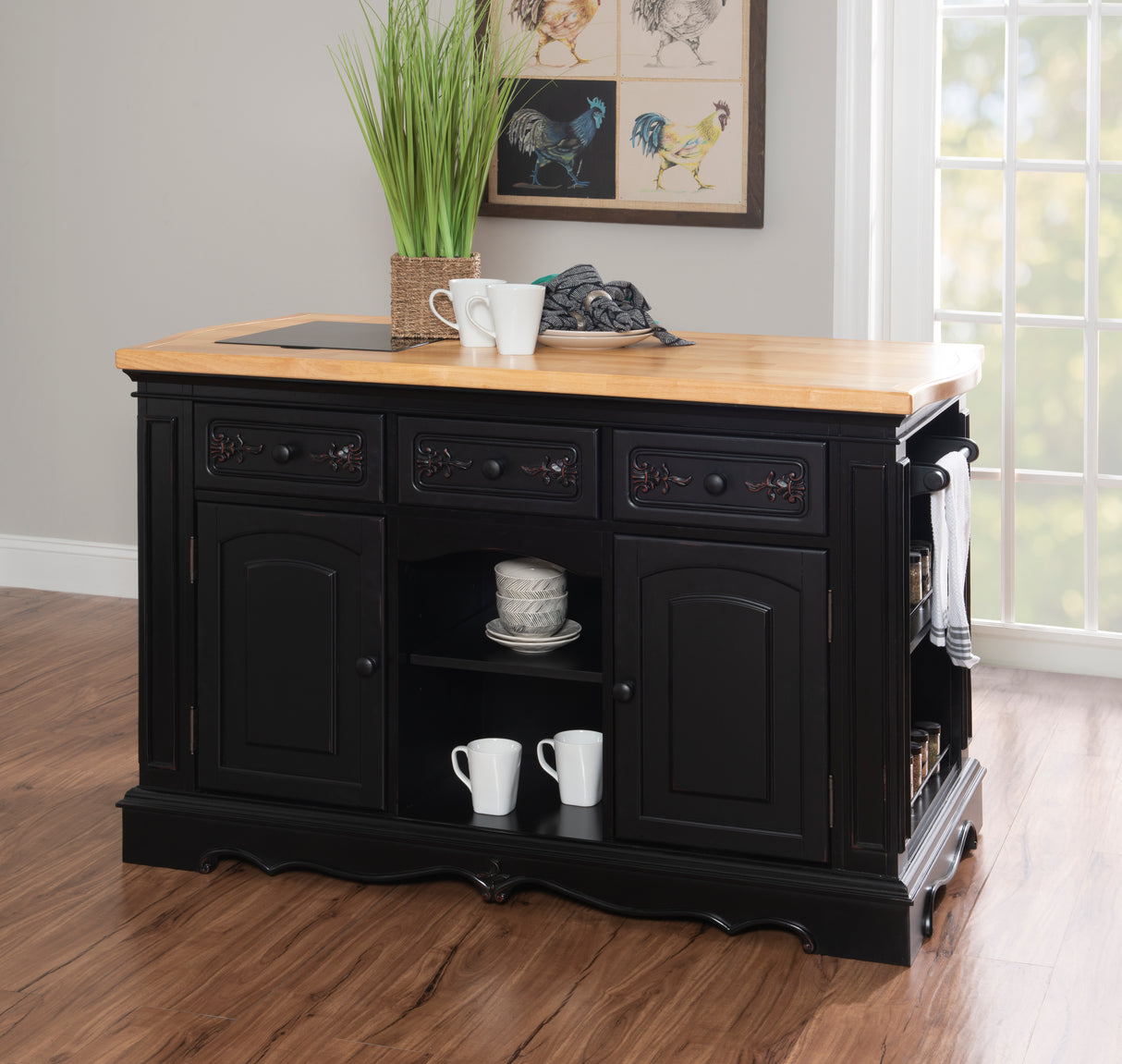 Pennfield Black Kitchen Island