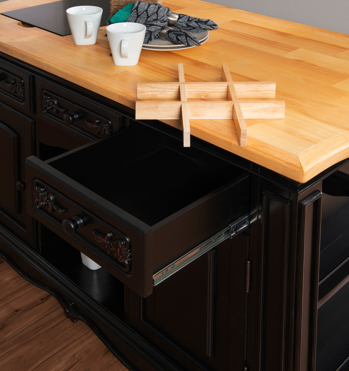 Pennfield Black Kitchen Island