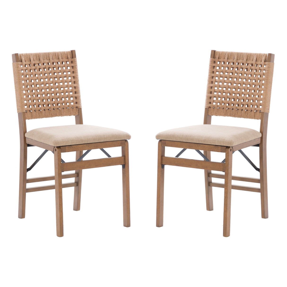 Natural Woven Back Folding Chair