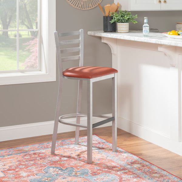 Kara Rust Vinyl Metal Bar Stools (Set of 2)