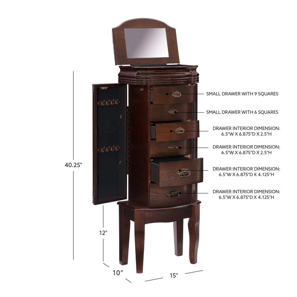 Joelle Espresso Jewelry Armoire