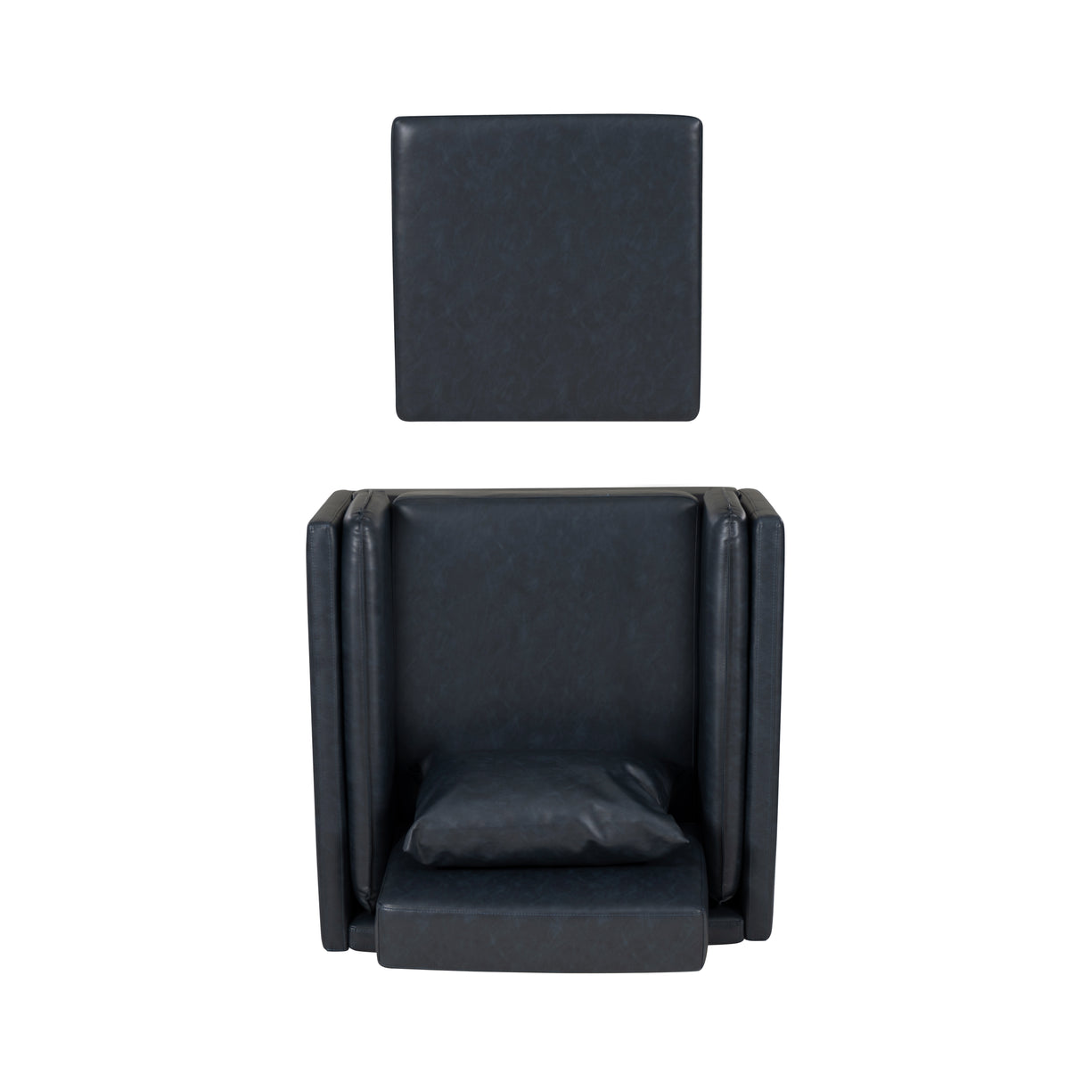 Welby Navy Faux Leather Chair and Ottoman Set