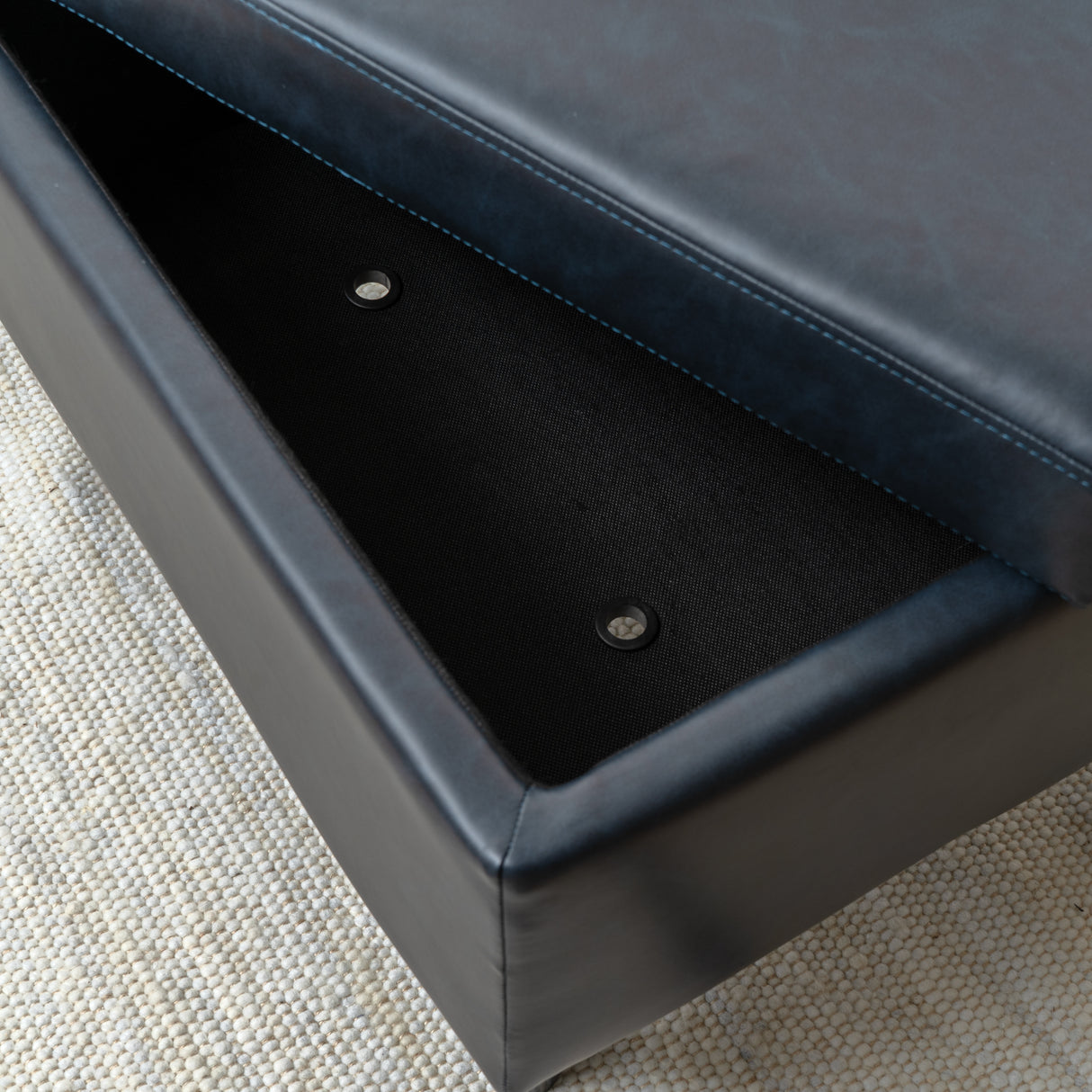 Welby Navy Faux Leather Chair and Ottoman Set