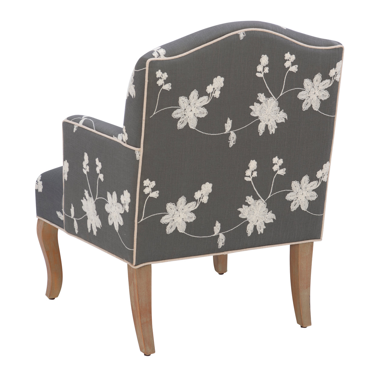 Kenna Gray Embroidered Floral Armchair