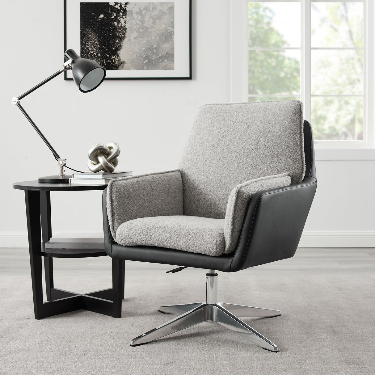 Maddie Black Gray Swivel Accent Chair