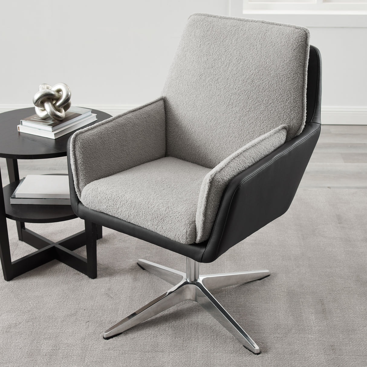 Maddie Black Gray Swivel Accent Chair