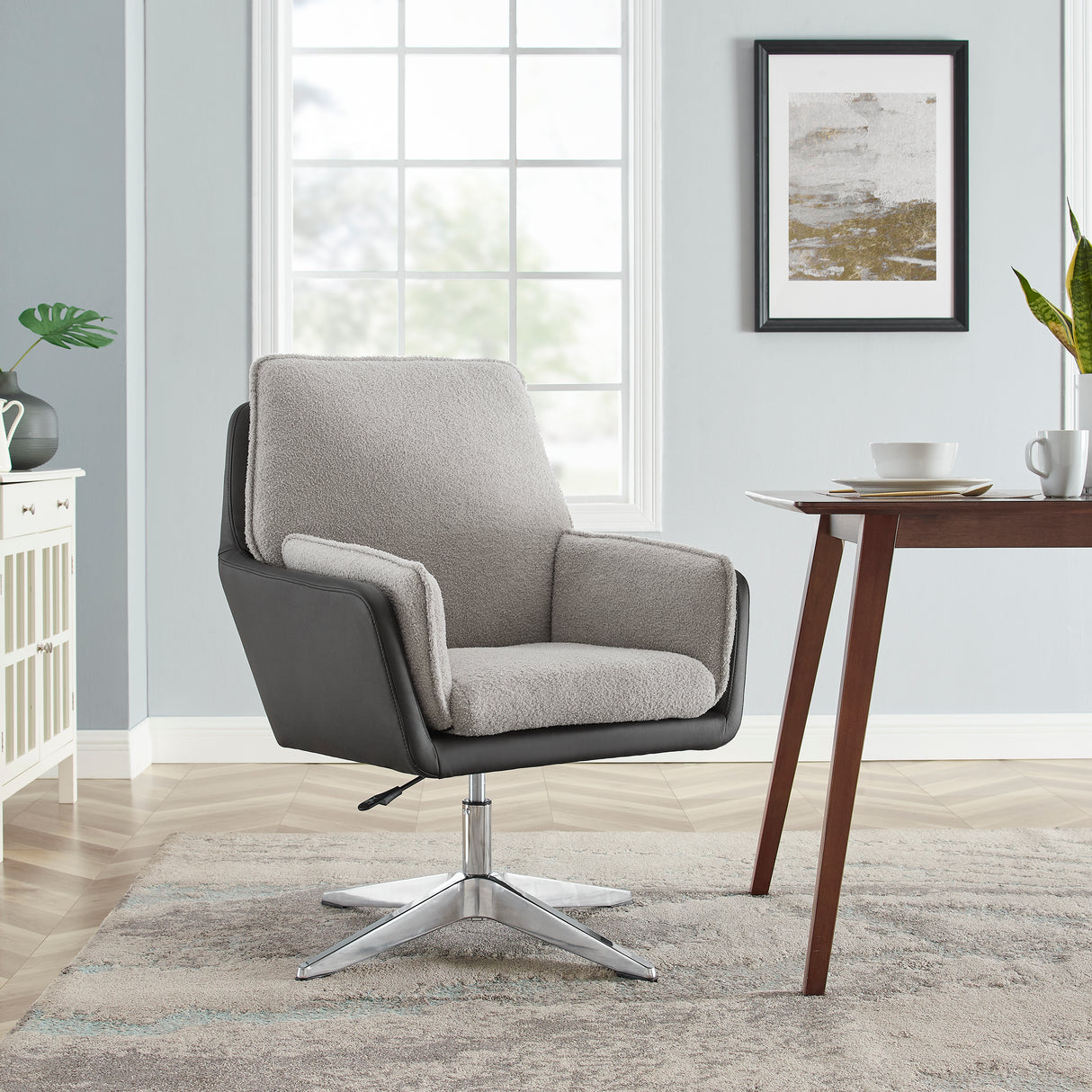 Maddie Black Gray Swivel Accent Chair