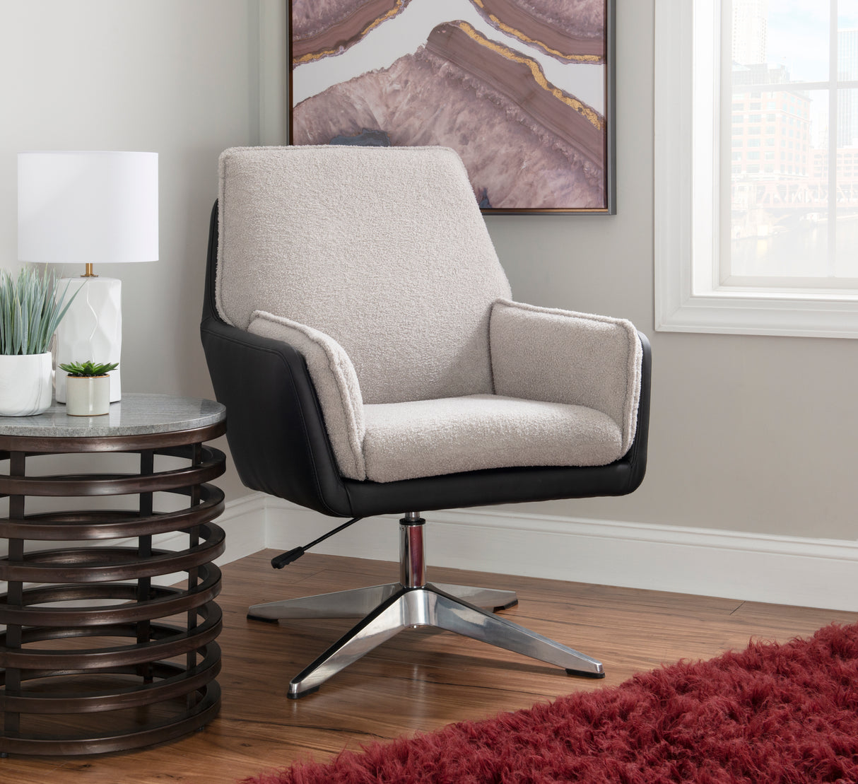 Maddie Black Gray Swivel Accent Chair