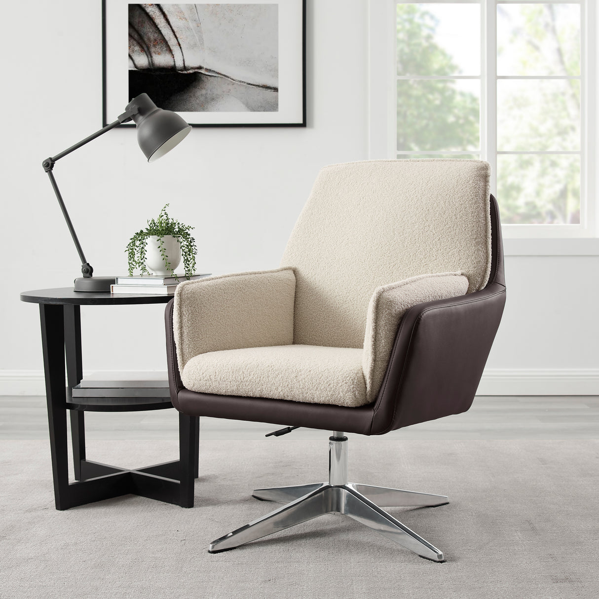 Maddie Black Gray Swivel Accent Chair