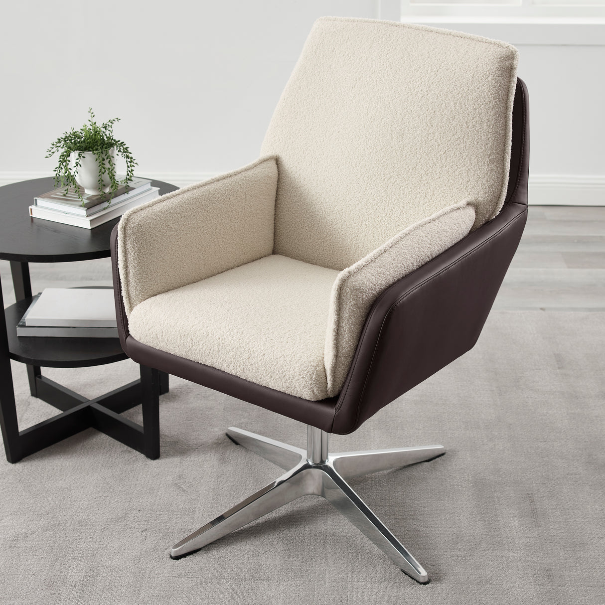Maddie Black Gray Swivel Accent Chair