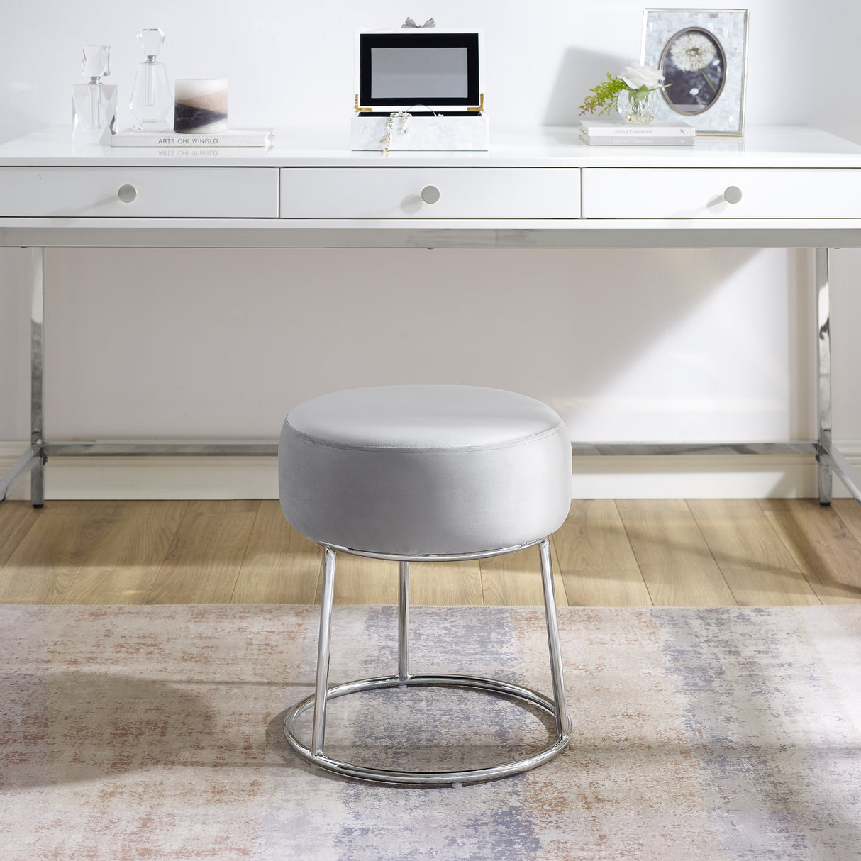 Bardot Gray Vanity Stool
