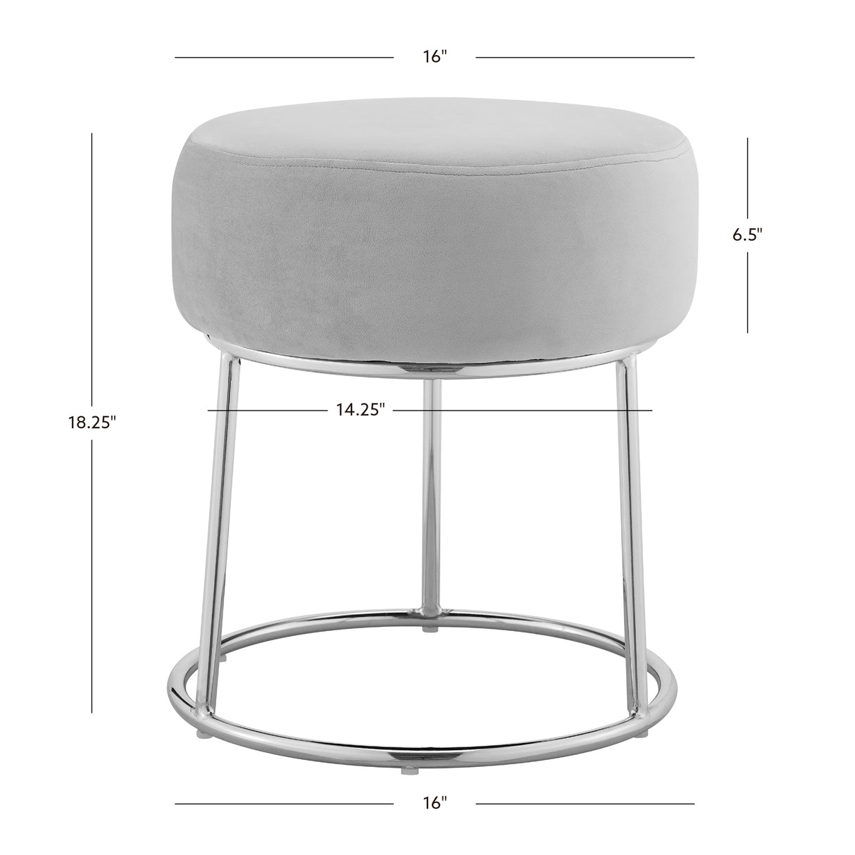 Bardot Gray Vanity Stool