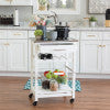 Zoey White Kitchen Cart Stainless Steel Top
