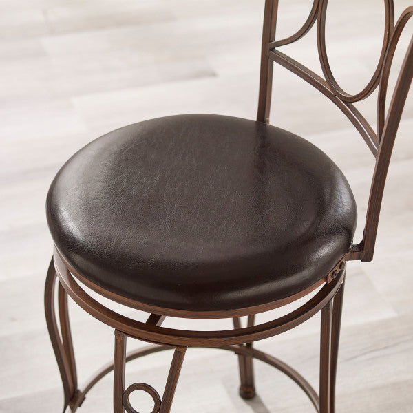 Circles Brown Back Metal Stool