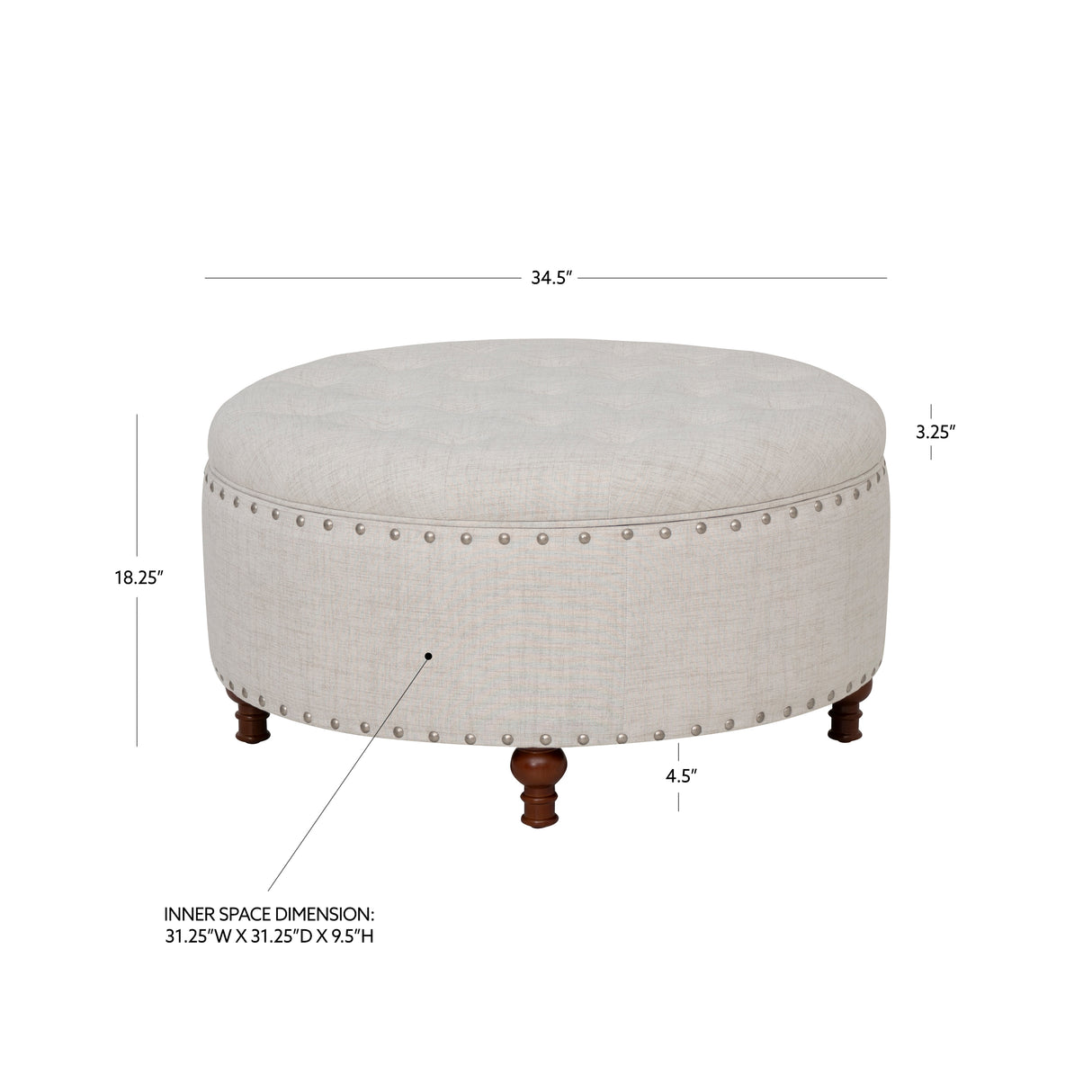 Bella Natural Round Storage Ottoman