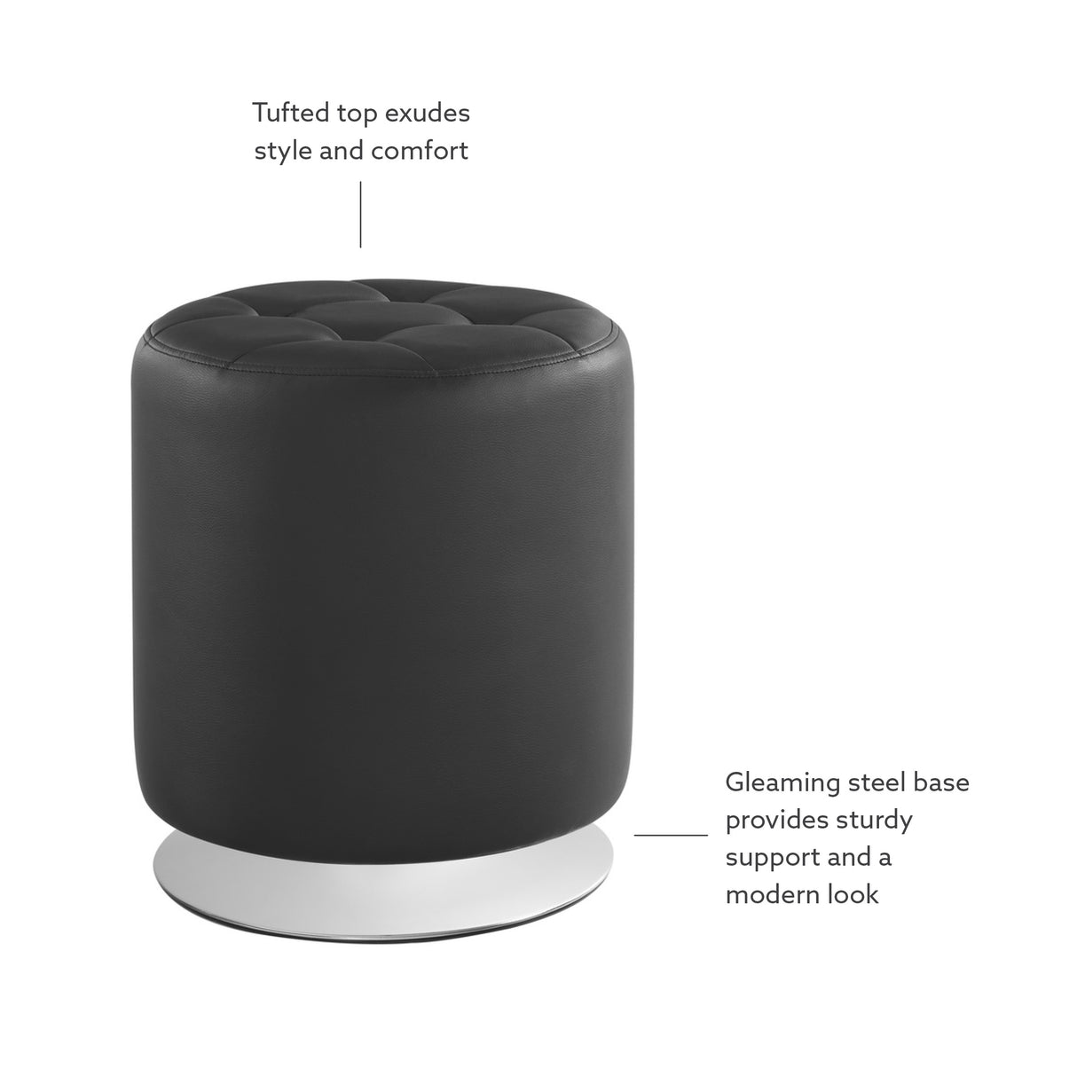 Saylor Black Swivel Ottoman