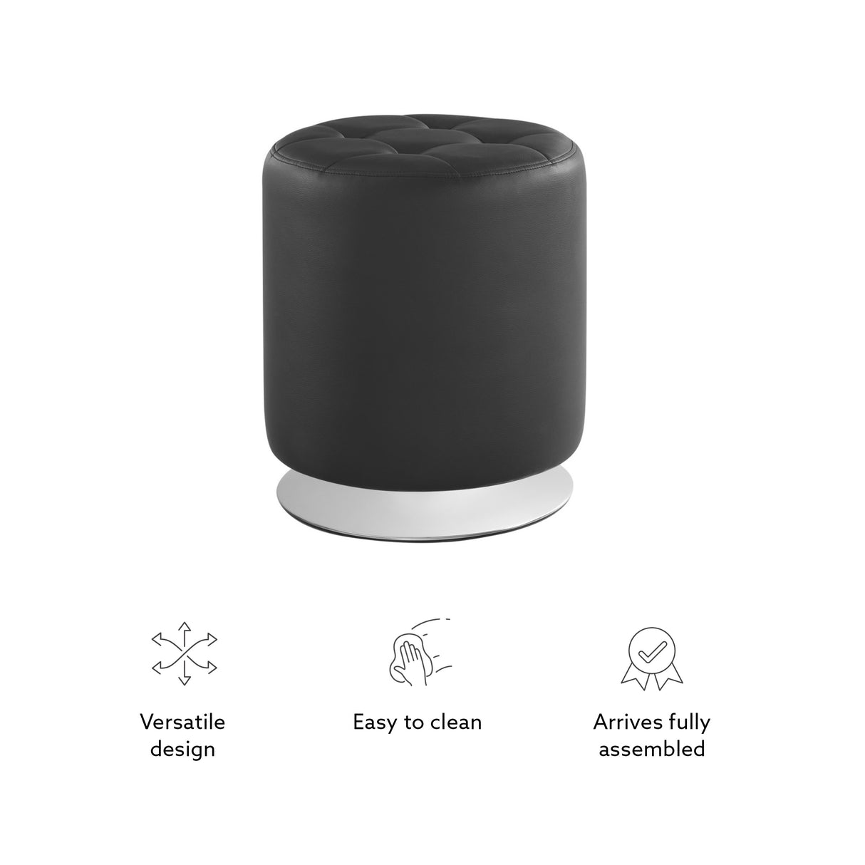 Saylor Black Swivel Ottoman