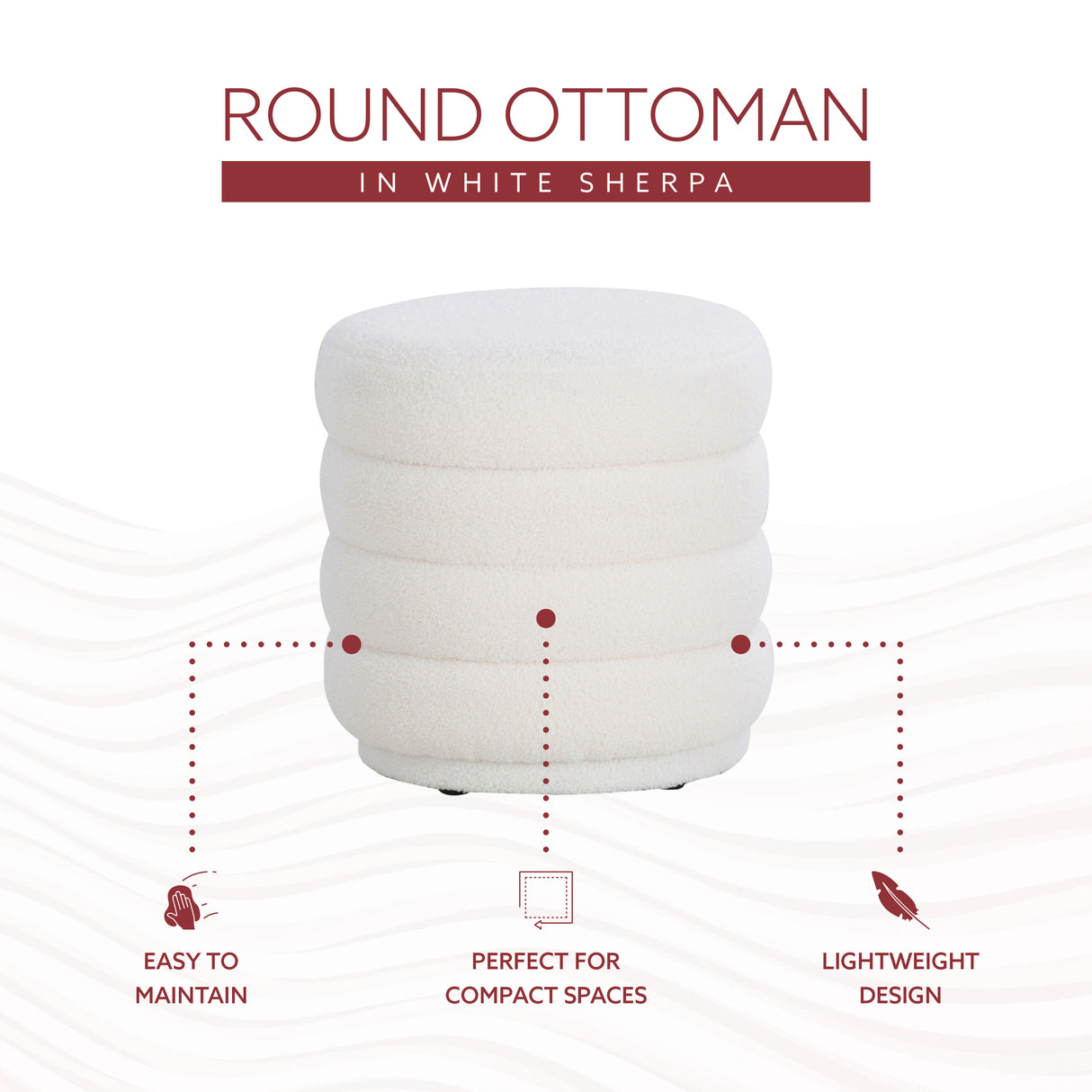 Kathy White Sherpa Round Ottoman