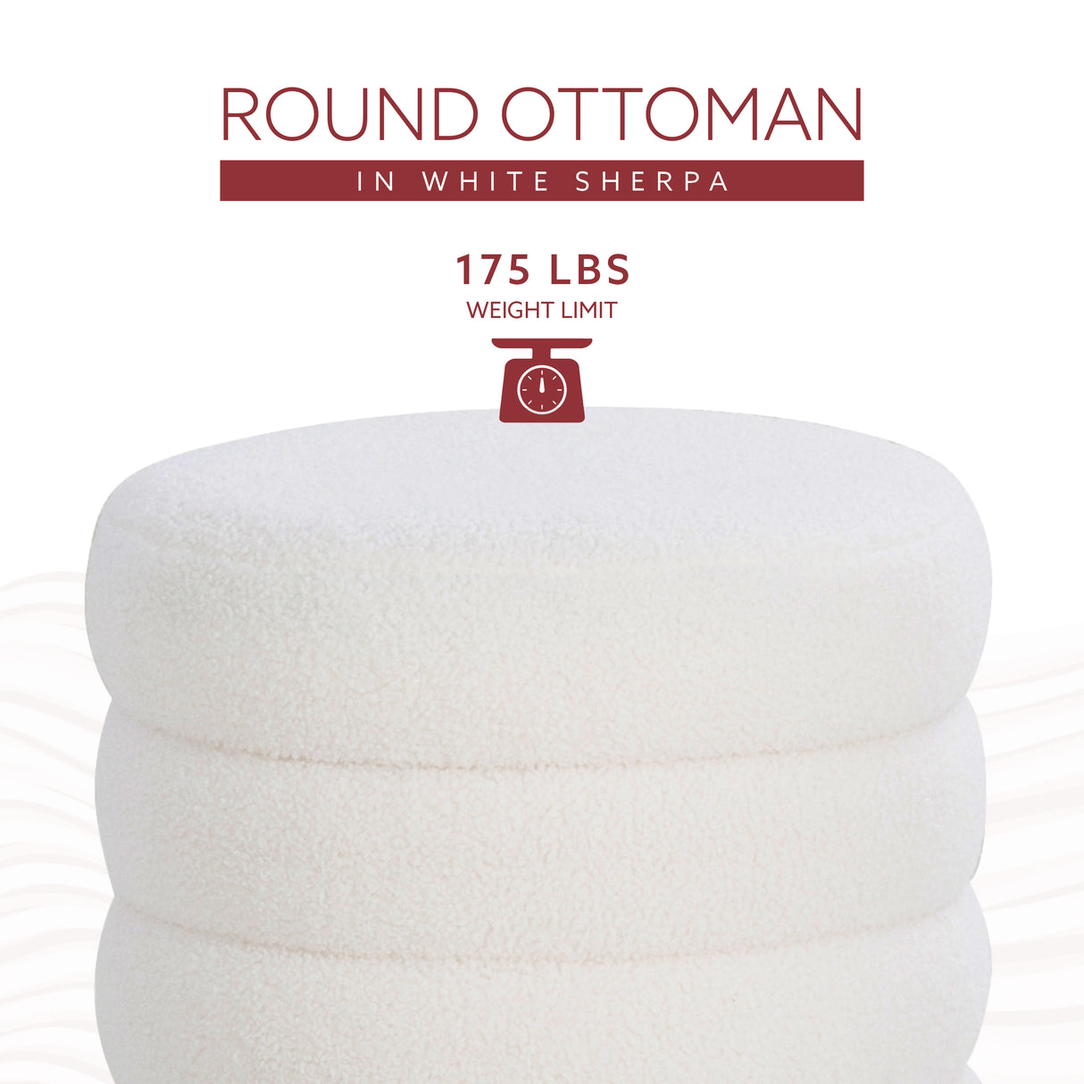 Kathy White Sherpa Round Ottoman