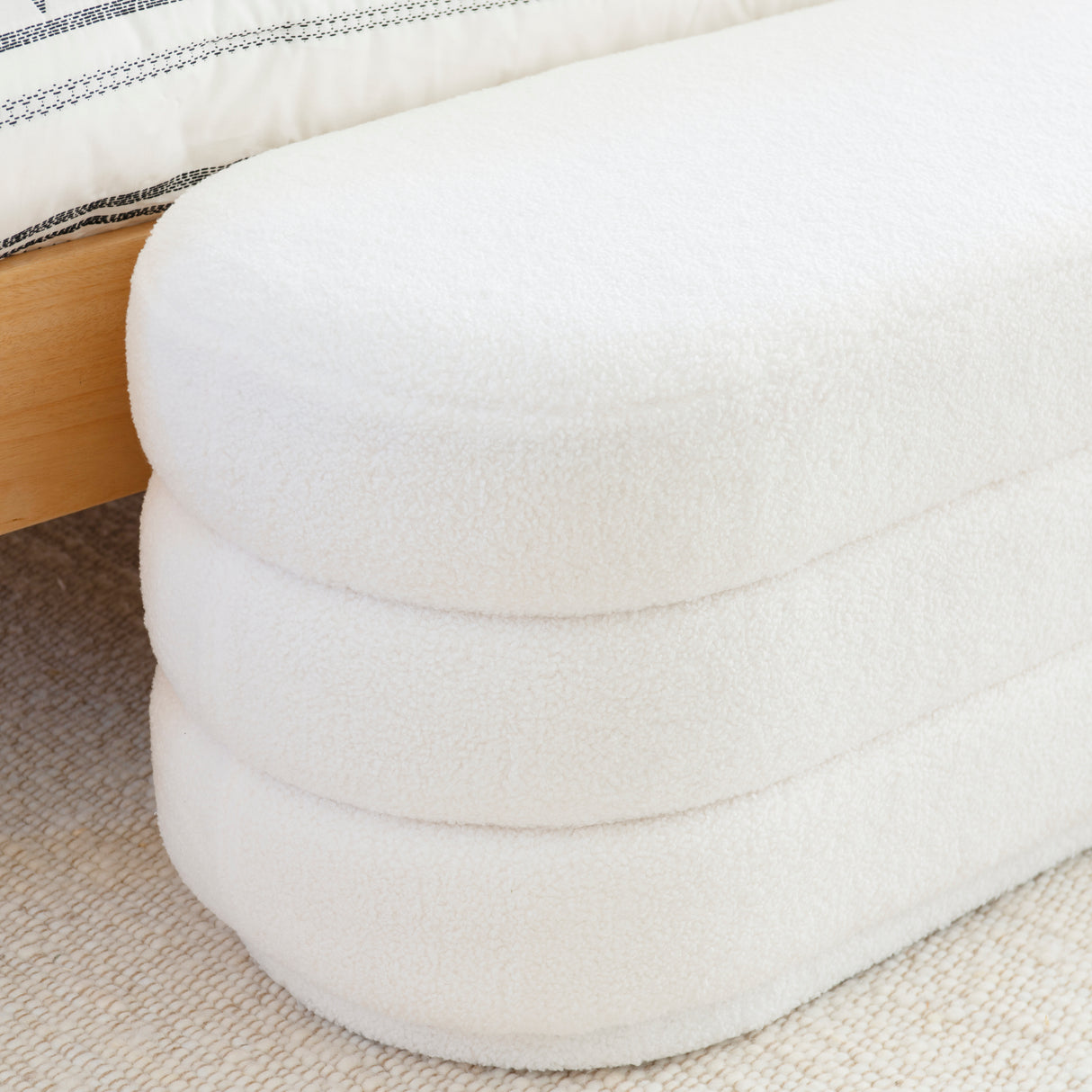 Lisa White Sherpa Oblong Ottoman