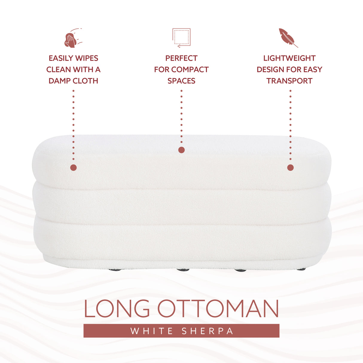 Lisa White Sherpa Oblong Ottoman