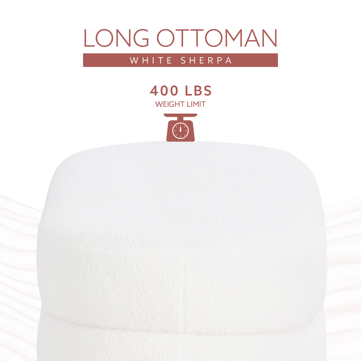 Lisa White Sherpa Oblong Ottoman