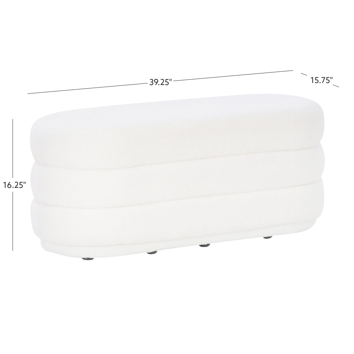 Lisa White Sherpa Oblong Ottoman