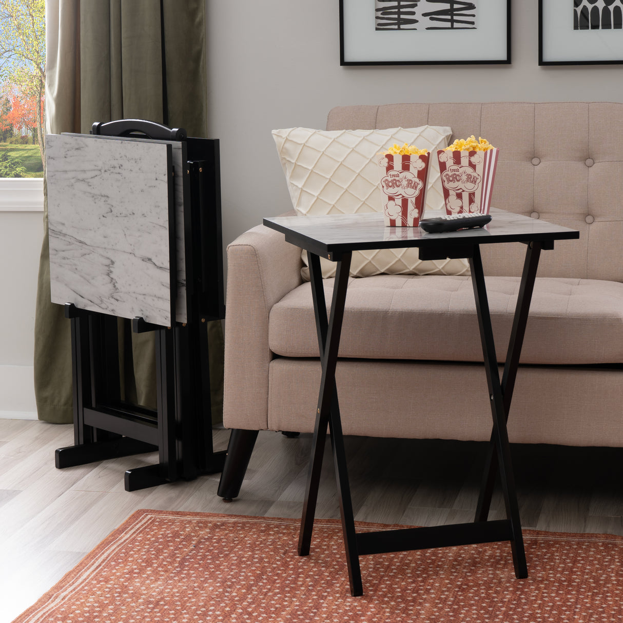Talia Tray Table Set With Faux Marble