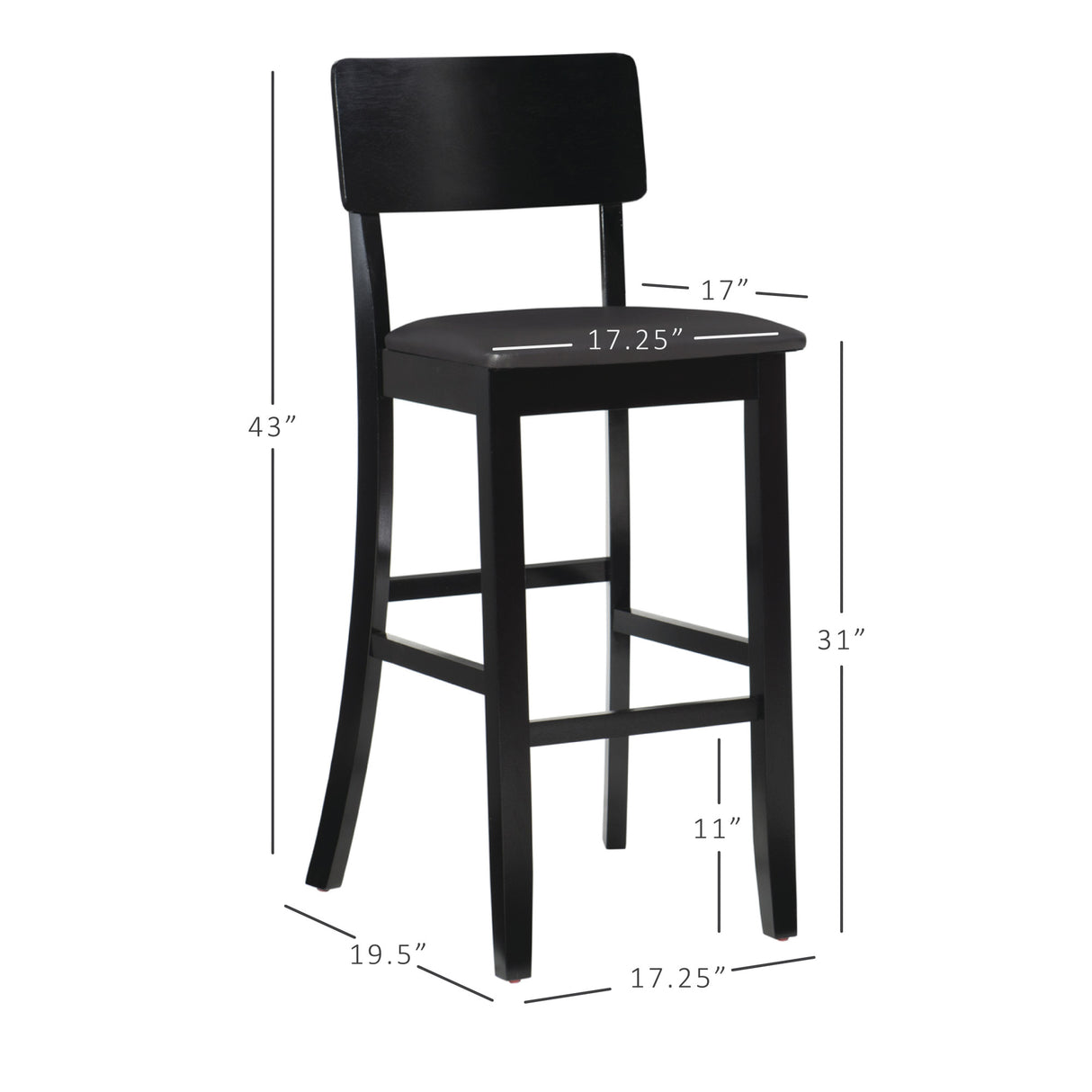 Torino Black Contemporary Stool