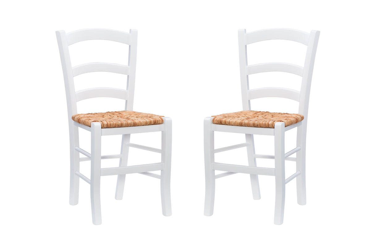 Venezia White Rush Seat Dining Chair (Set of 2)