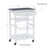 Zoey White Kitchen Cart Stainless Steel Top