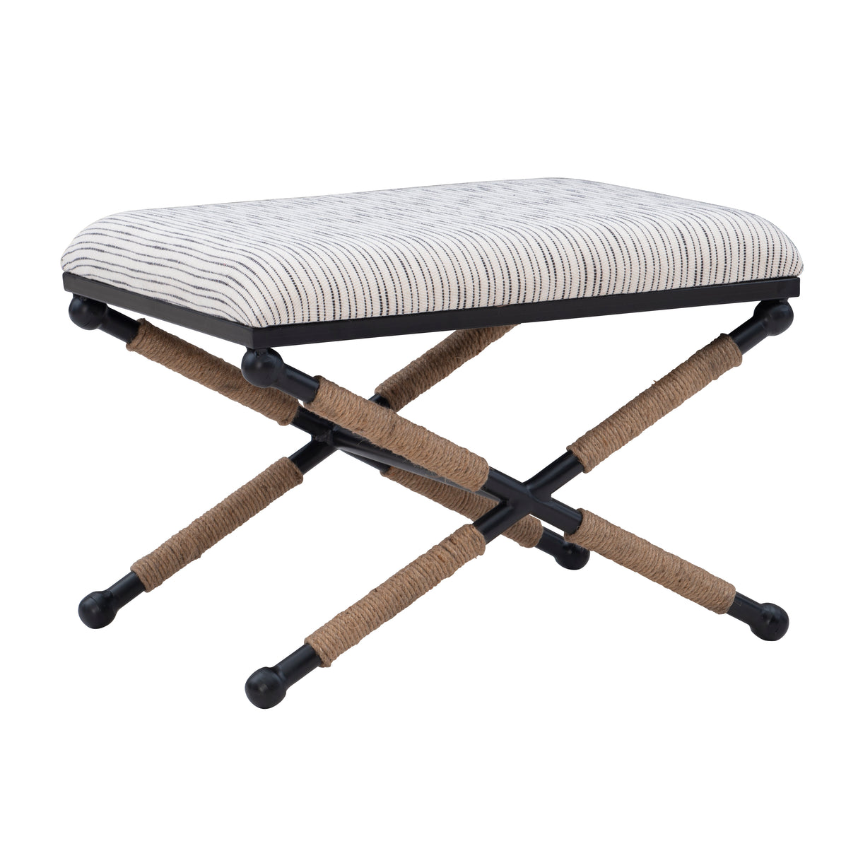 Campaign Striped Accent Stool