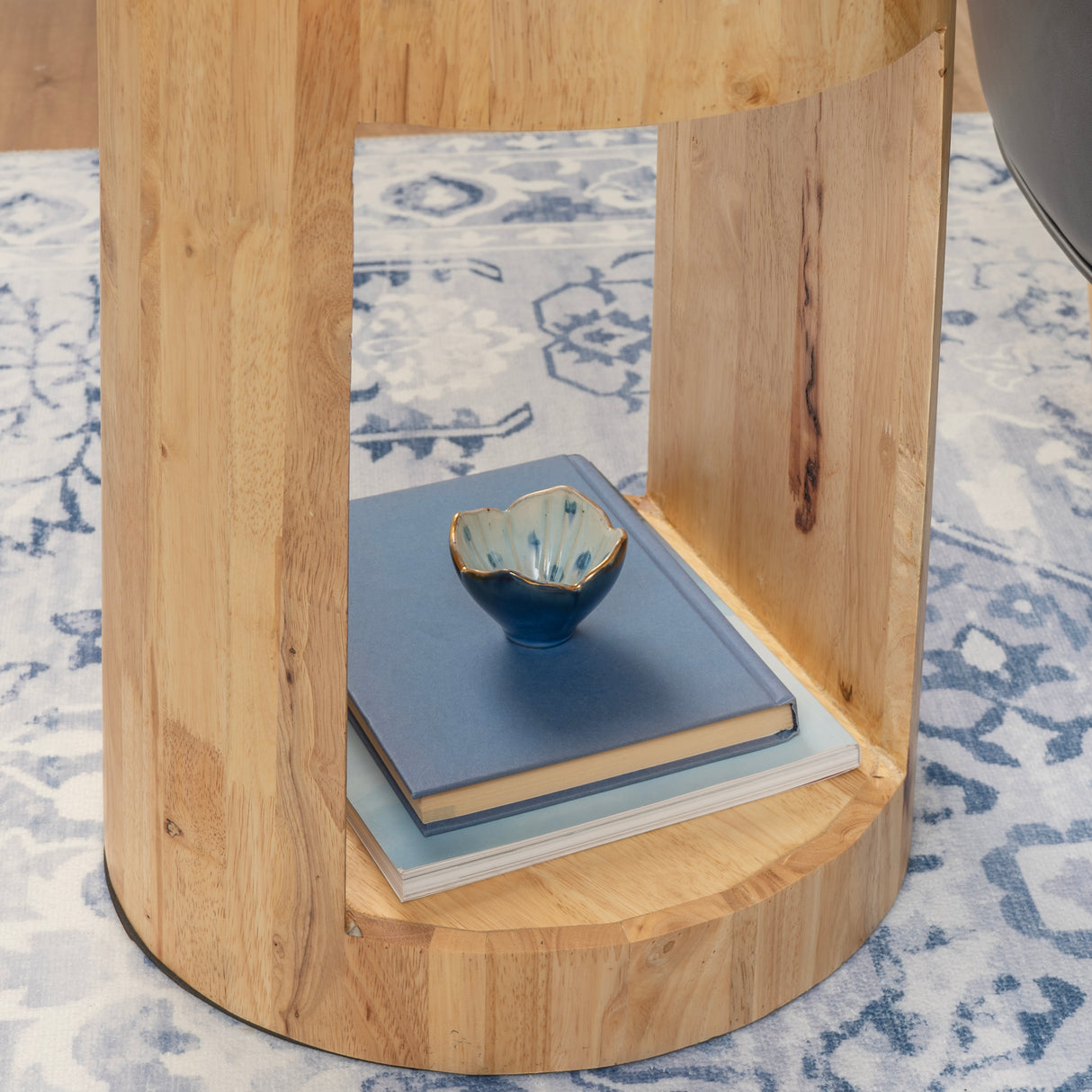 Capiz Beige and Wood Side Table