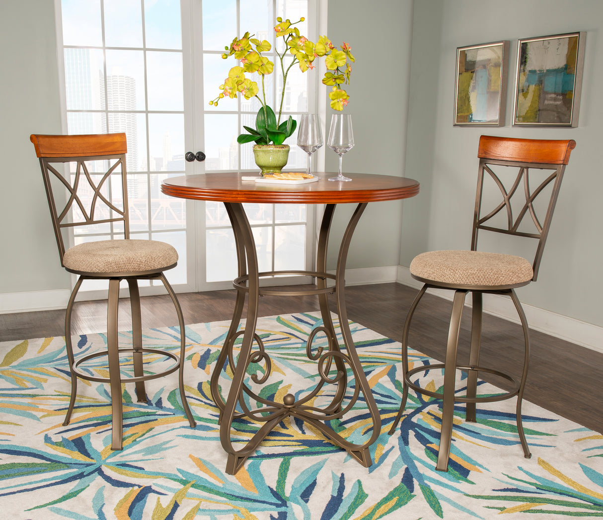 Hamilton 3 Piece Pub Set with Swivel Stools