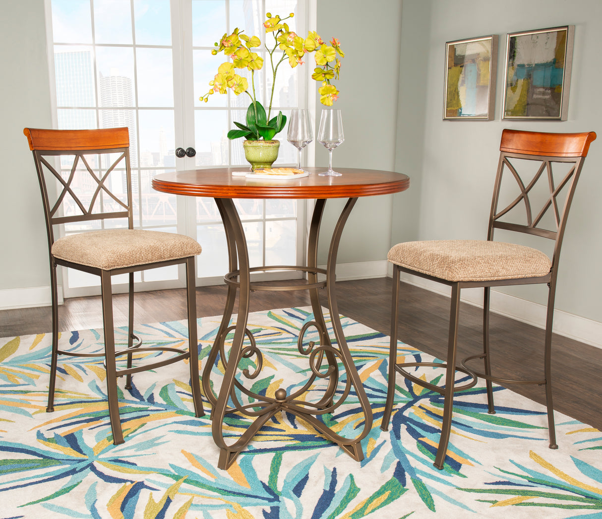 Hamilton 3 Piece Pub Set with Stationary Stools